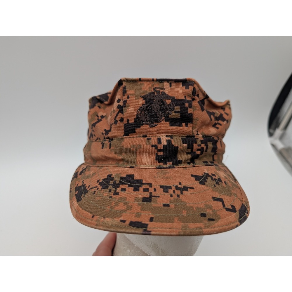 USMC MARPAT Woodland Digital Camo Garrison Cover Hat Medium EGA US Marine Corps